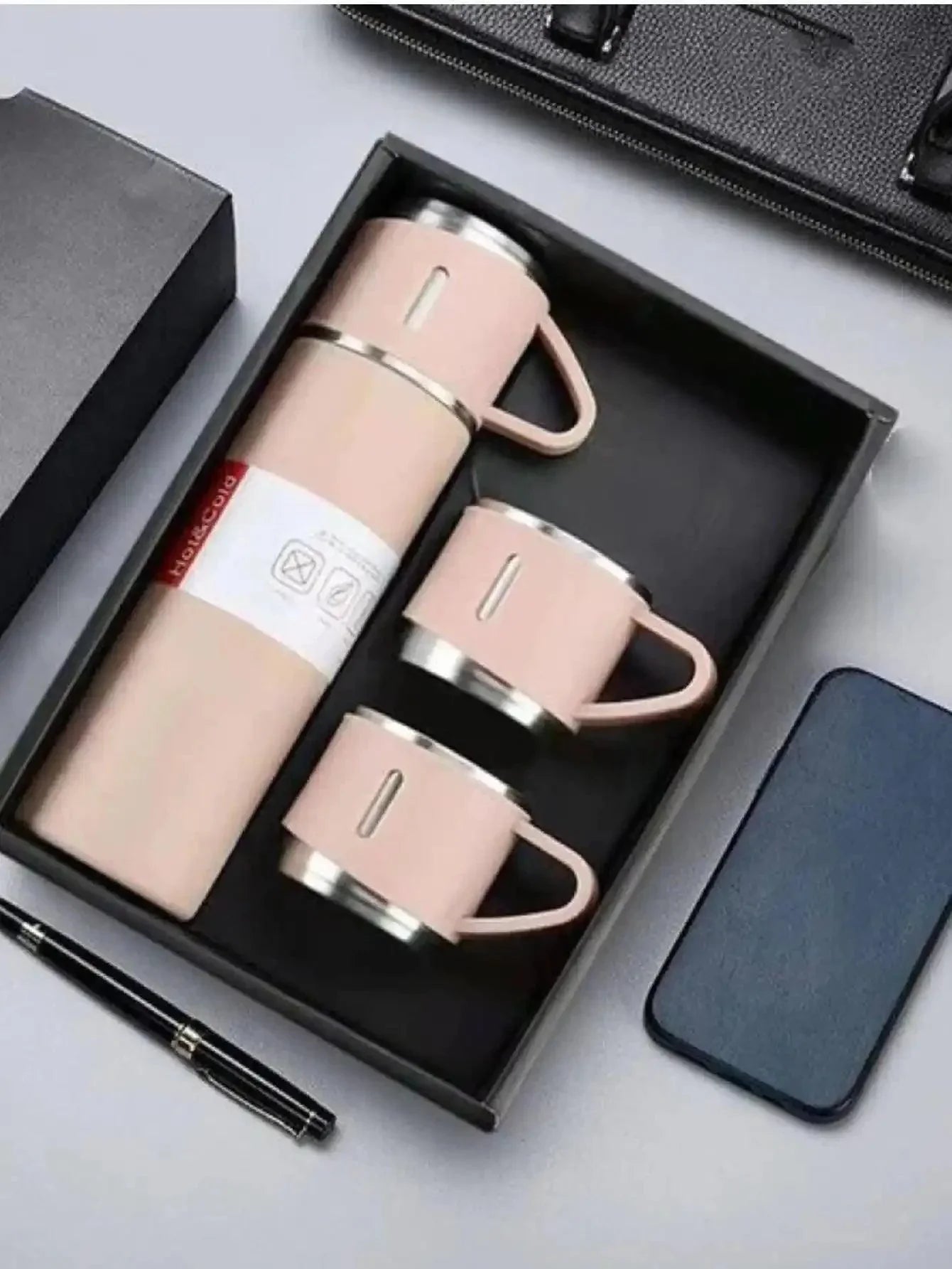500ml Stainless Steel Thermos Flask + 2 Free Cups