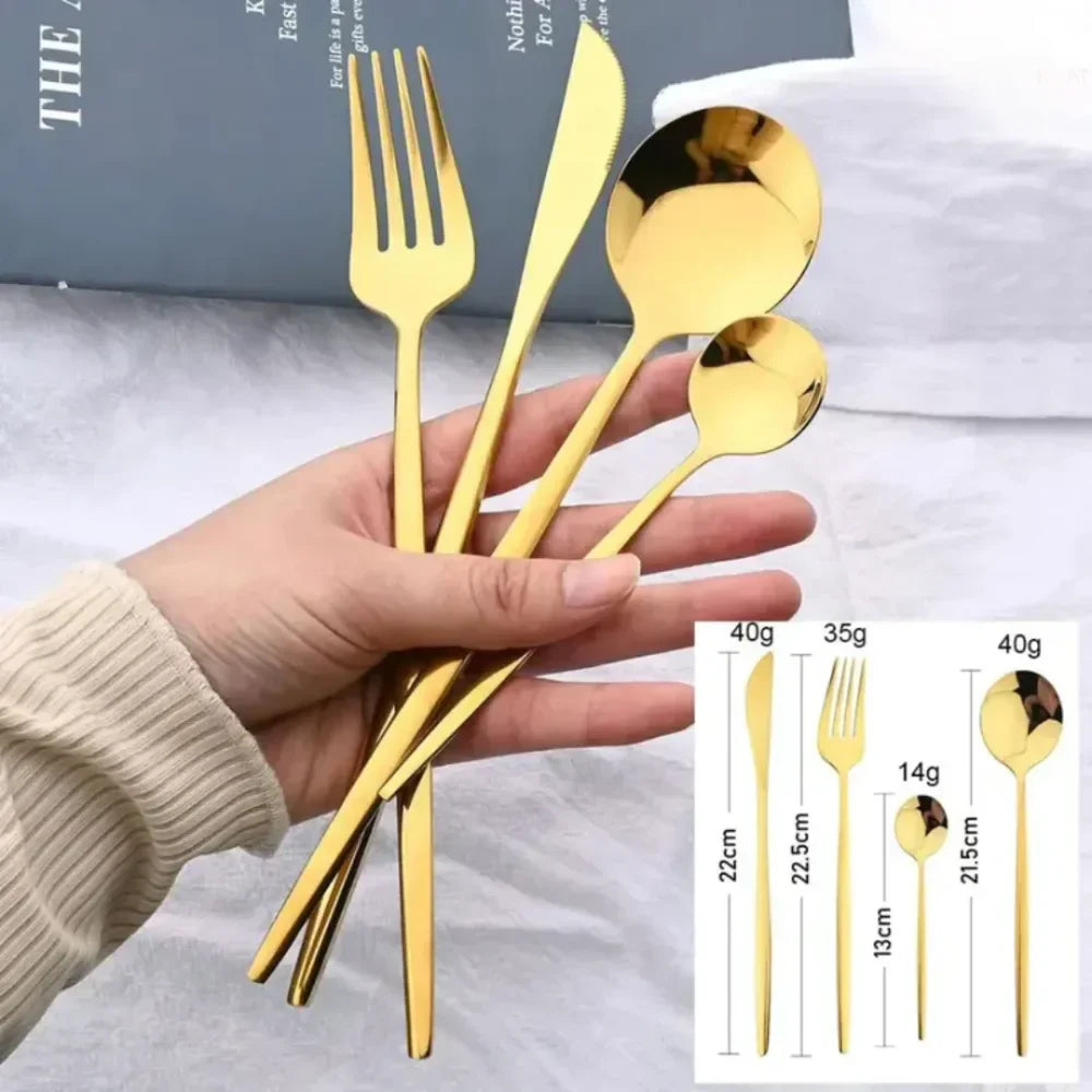 Luxy 24-Piece Gold Cutlery Set