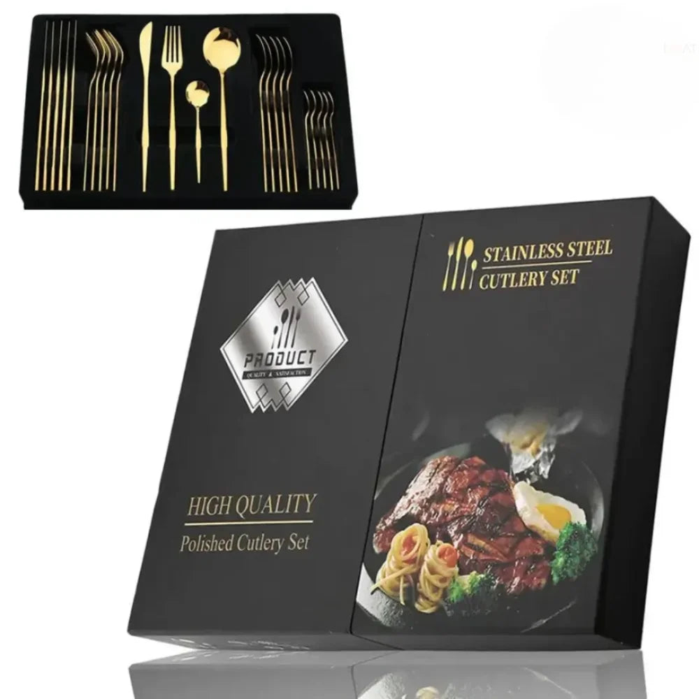 Luxy 24-Piece Gold Cutlery Set