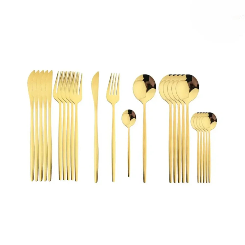 Luxy 24-Piece Gold Cutlery Set