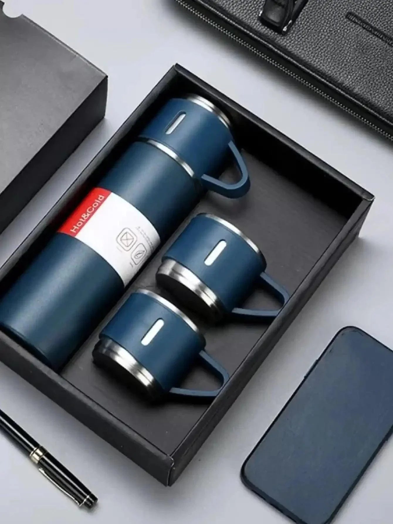500ml Stainless Steel Thermos Flask + 2 Free Cups