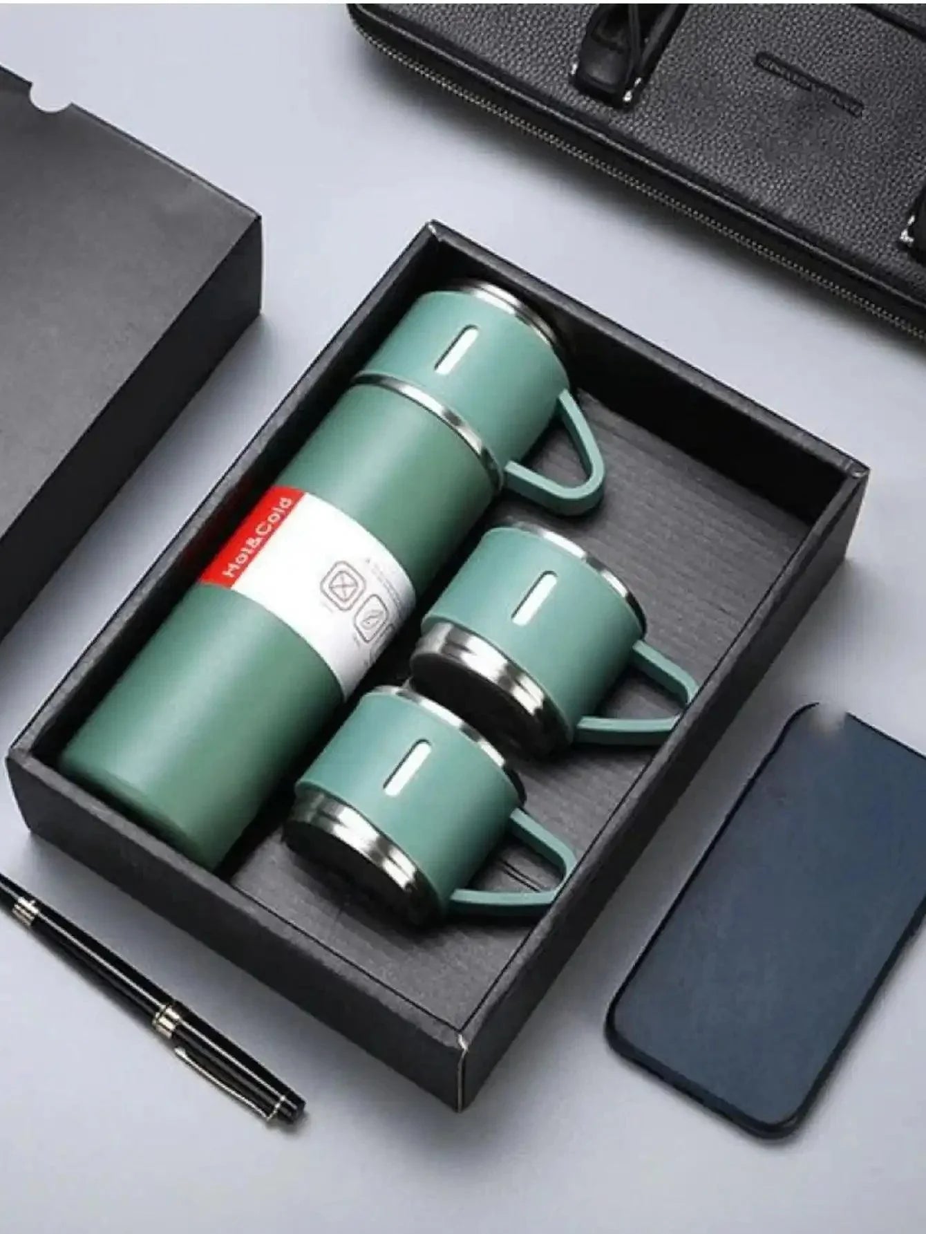 500ml Stainless Steel Thermos Flask + 2 Free Cups