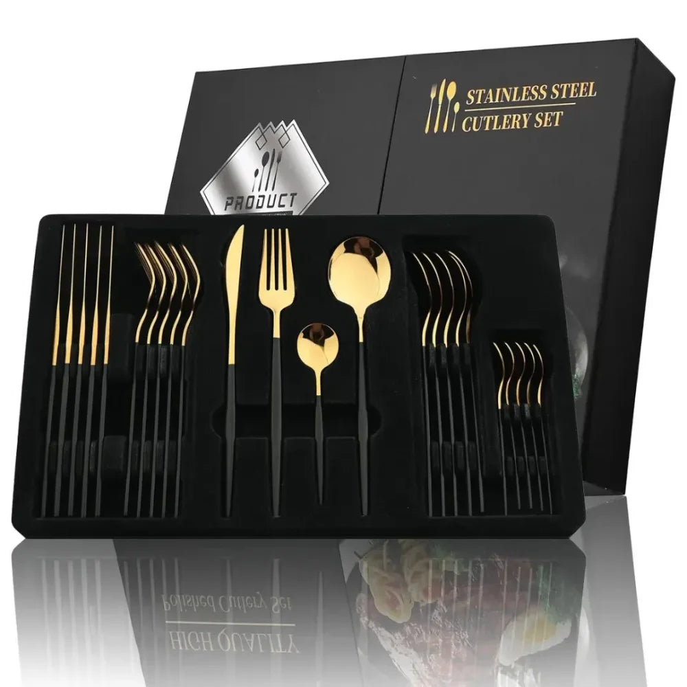 Luxy 24-Piece Gold Cutlery Set